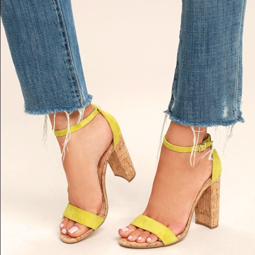 Steve Madden Carson Yellow Suede Sandal Heel